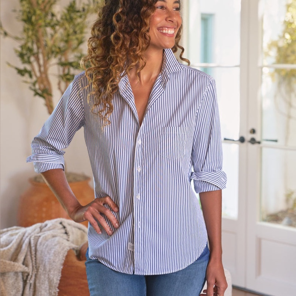 Frank & Eileen | Eileen Relaxed Button-Up Shirt Blue Stripes